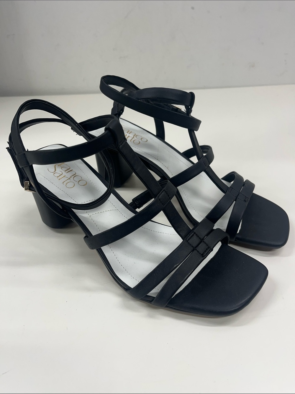 NEW Franco Sarto Women's Laina Strappy Heeled Sandal in Black Size 7